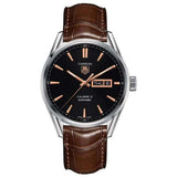 Tag Heuer Carrera Automatic Black Dial Brown Leather Strap Watch For Men War201c Fc6291