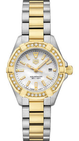 Tag Heuer Aquaracer Diamonds Mother Of Pearl Dial Two Tone Steel Strap Watch For Women Wbd1421 Bb0321