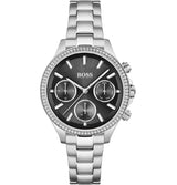 Hugo Boss Womens 1502593 Pandora Silver Tone Stainless Steel Watch With Black Dial