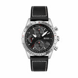 Hugo Boss Mens 1513853 Chronograph Pilot Edition Watch With Black Leather Strap