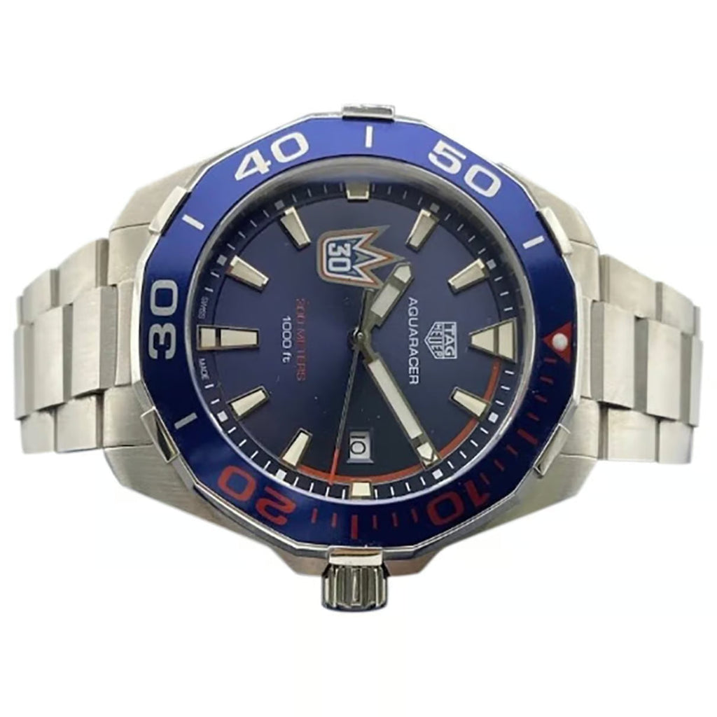 Tag Heuer Aquaracer Henrik Lundqvist Special Edition Blue Dial Silver Steel Strap Watch For Men Way101j Ba0746