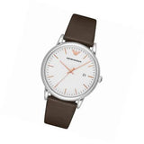 Emporio Armani Herren White Dial Brown Leather Strap Watch For Men Ar11103