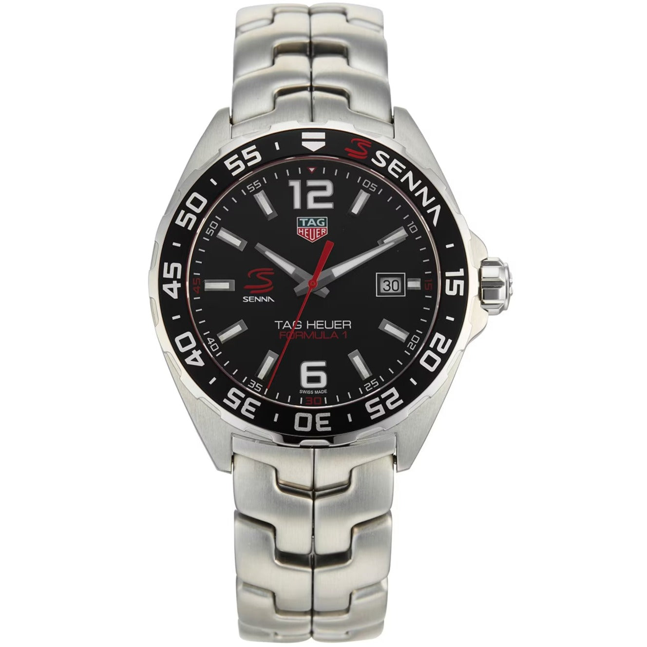 Tag Heuer Formula 1 Quartz Senna Limited Edition Black Dial Silver Steel Strap Watch For Men Waz1012 Ba0883
