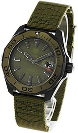Tag Heuer Aquaracer Automatic Green Dial Khakhi Green Nylon Strap Watch For Men Way208e Fc8222