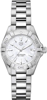 Tag Heuer Aquaracer Quartz Mother Of Pearl White Dial Silver Steel Strap Watch For Women Wbd1411 Ba0741