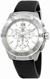 Tag Heuer Aquaracer Chronograph White Dial Black Rubber Strap Watch For Men Cay1111 Ft6041