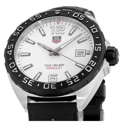 Tag Heuer Formula 1 Quartz White Dial Black Rubber Strap Watch For Men Waz1111 Ft8023