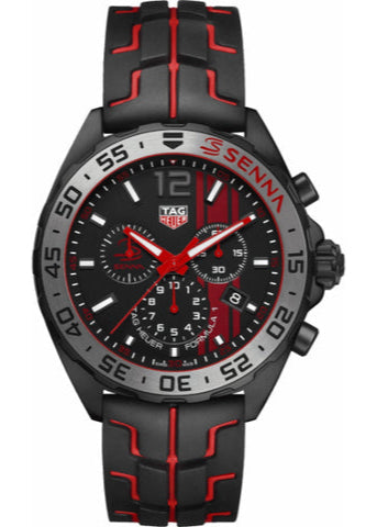 Tag Heuer Formula 1 Ayrton Senna Limited Edition Black Dial Two Tone Rubber Strap Watch For Men Caz1019 Ft8027