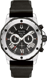 Bulova Marine Star Chronograph Black Dial Black Rubber Strap Watch For Men 98b127
