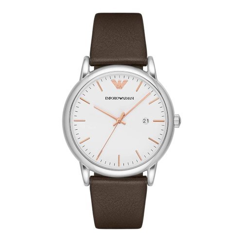 Emporio Armani Herren White Dial Brown Leather Strap Watch For Men Ar11103