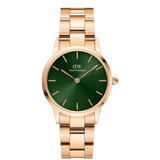 Daniel Wellington Ladies Rose Gold Iconic Link Emerald Watch Dw00100421