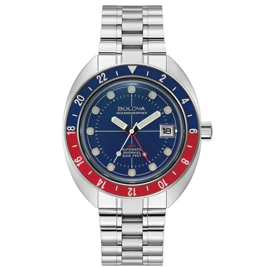 Bulova Oceanographer Automatic Mens Silver Watch 96b405