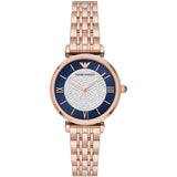 Emporio Armani Gianni T Bar Quartz Crystals Black Dial Gold Steel Strap Watch For Women Ar11423