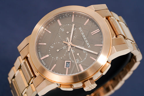 Burberry Mens Watch Chronograph The City Rose Gold Bu9353
