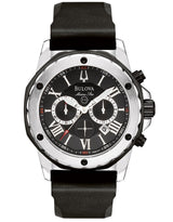 Bulova Marine Star Chronograph Black Dial Black Rubber Strap Watch For Men 98b127