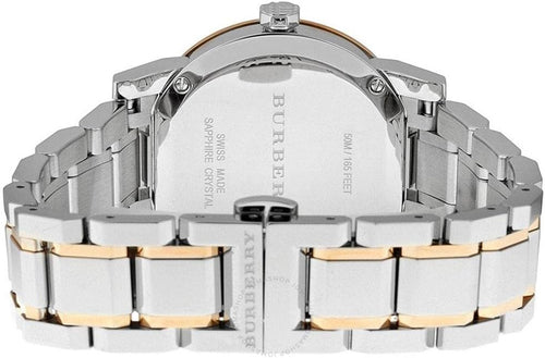 Burberry Ladies Watch Diamond Check Stamped Two Tone Bu9127
