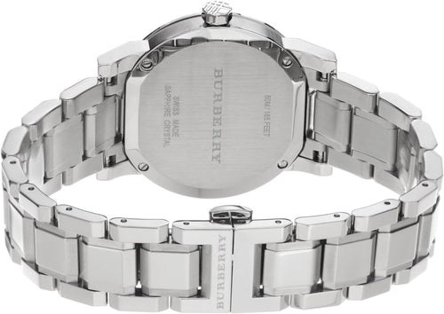 Burberry Ladies Watch Check Stamped Silver Bu9100
