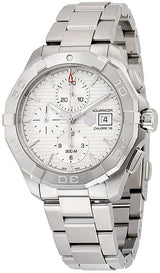 Tag Heuer Aquaracer Automatic Chronograph White Dial Silver Steel Strap Watch For Men Cay2111 Ba0927