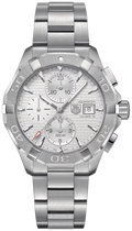 Tag Heuer Aquaracer Automatic Chronograph White Dial Silver Steel Strap Watch For Men Cay2111 Ba0927