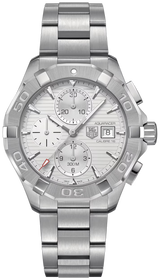 Tag Heuer Aquaracer Automatic Chronograph White Dial Silver Steel Strap Watch For Men Cay2111 Ba0927