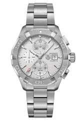 Tag Heuer Aquaracer Automatic Chronograph White Dial Silver Steel Strap Watch For Men Cay2111 Ba0927