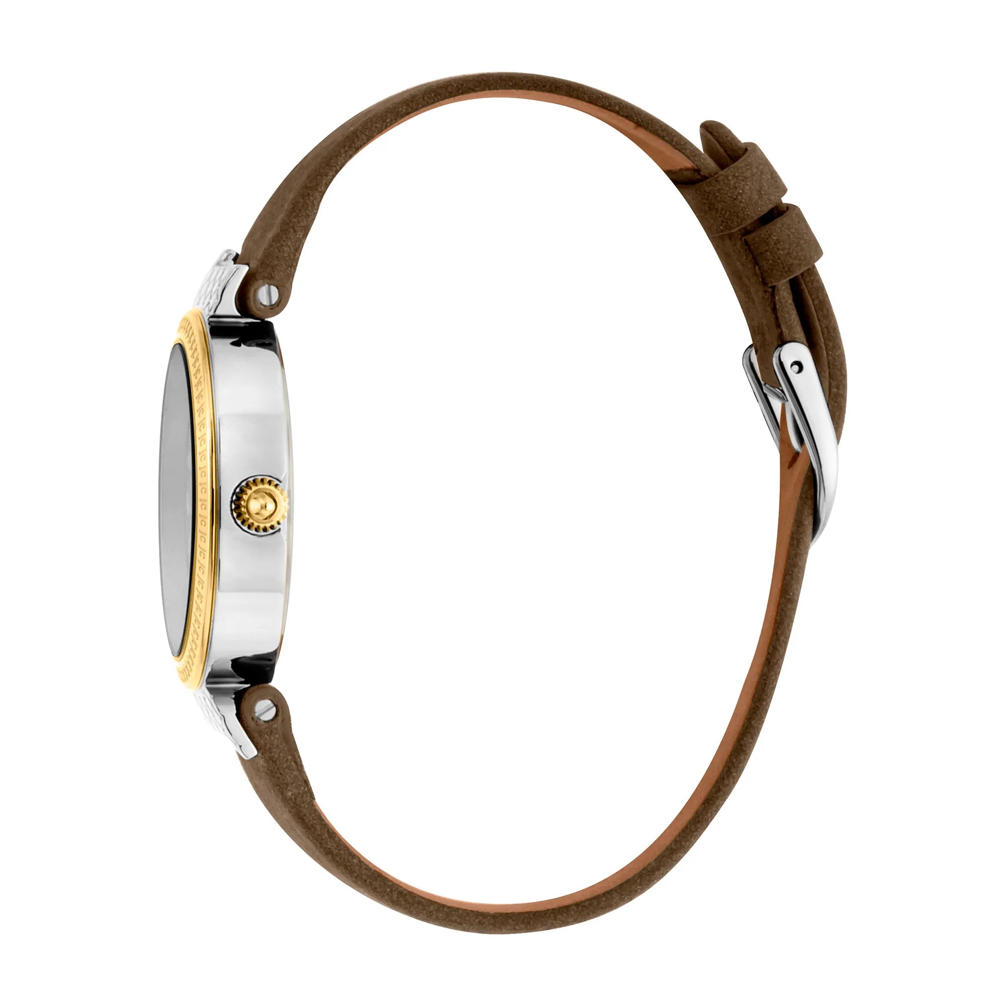 Just Cavalli Vibrazioni Leather Brown Yellow Gold Leopard Glitter