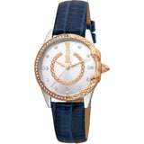 Just Cavalli JC Giro Leather Blue Silver Serpente Zircons