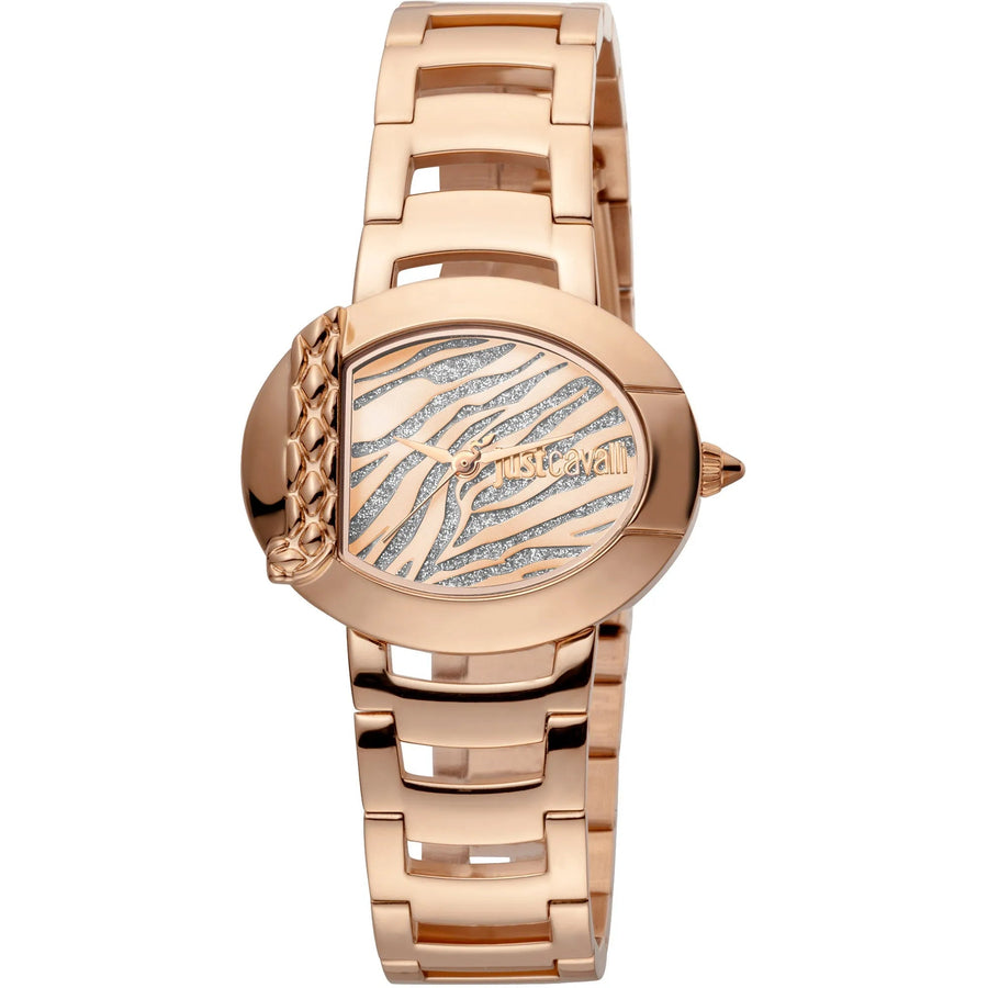 Just Cavalli Steel Rose Gold Zebra Glitter