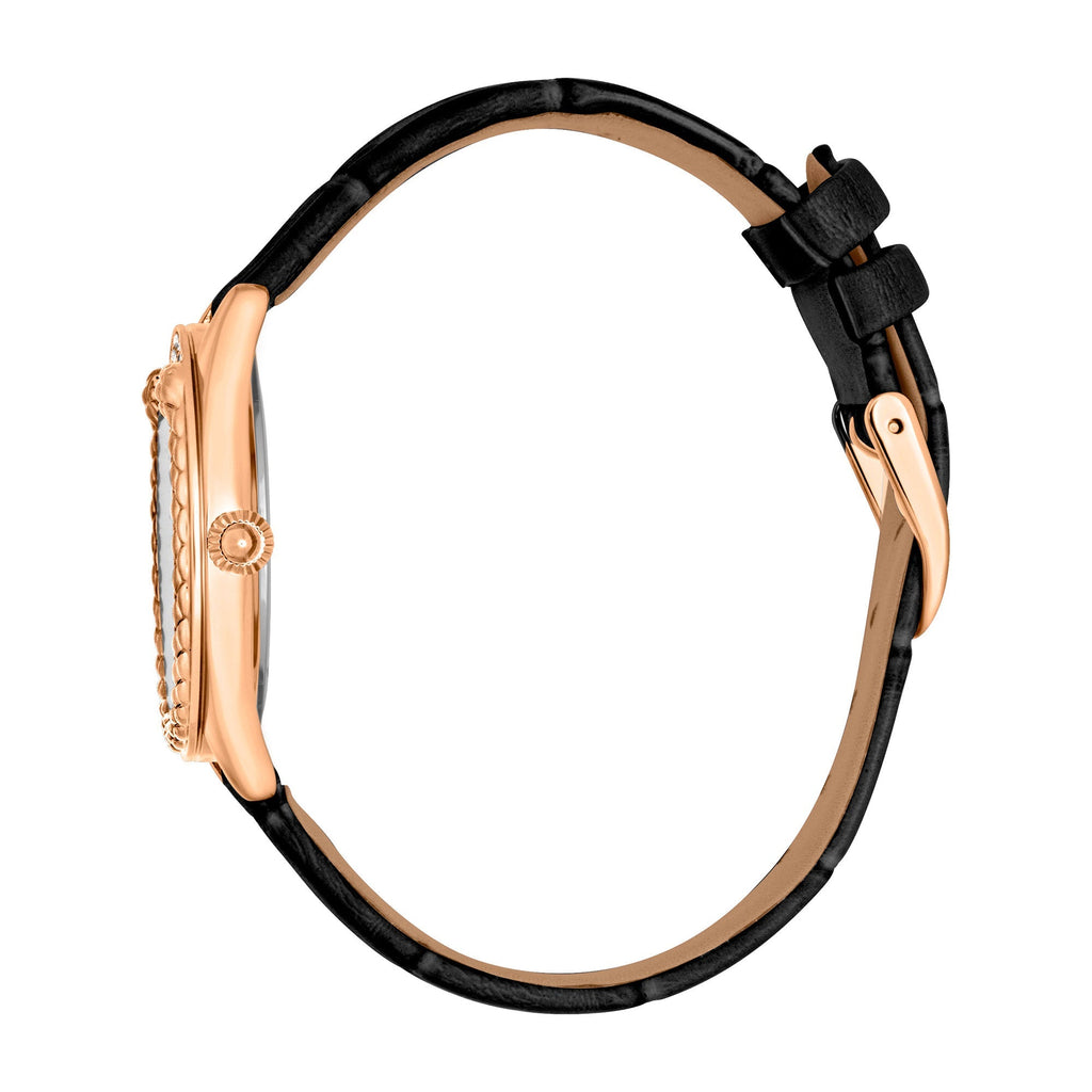 Just Cavalli Prestigio Leather Black Rose Gold