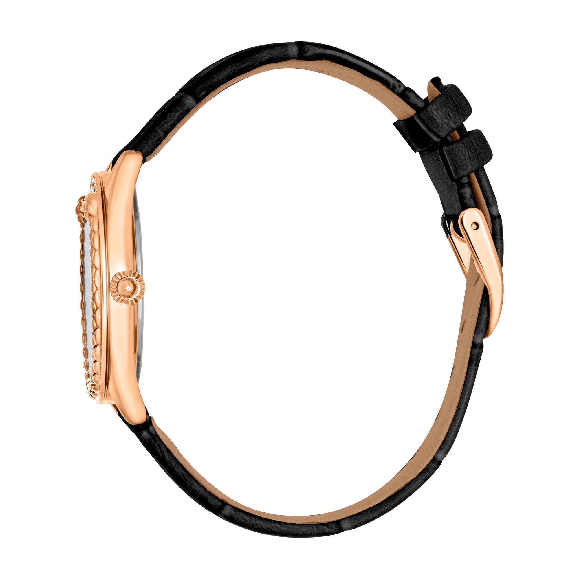 Just Cavalli Prestigio Leather Black Rose Gold