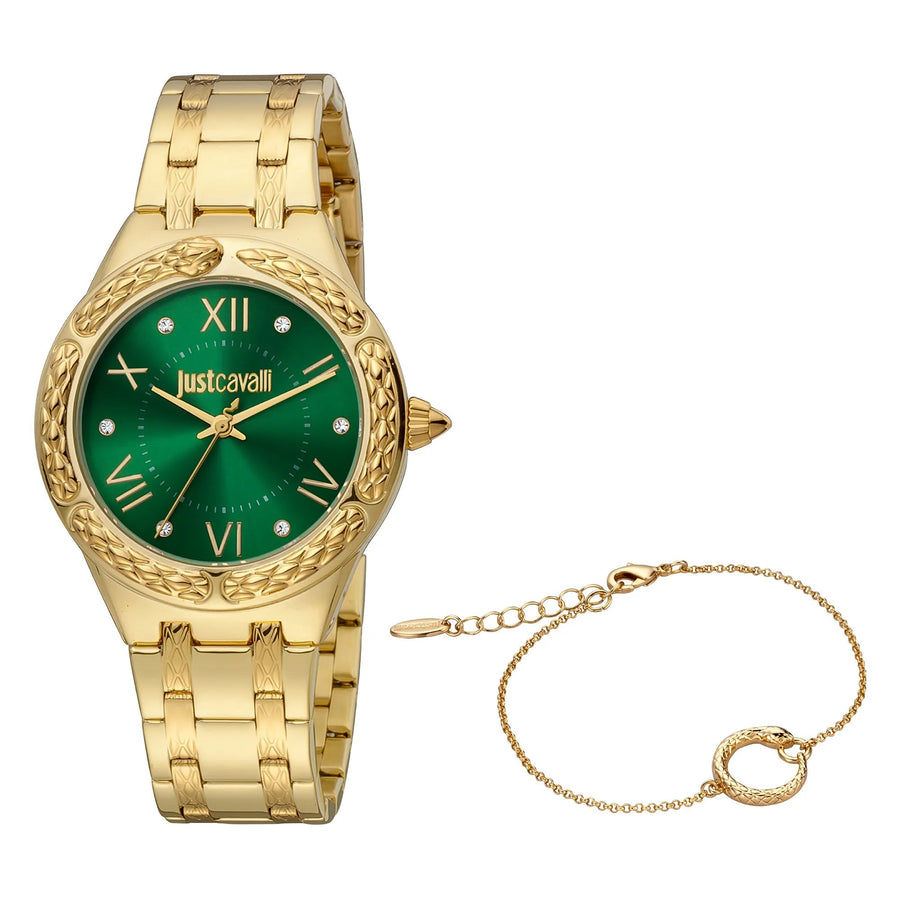 Just Cavalli Cucitura Yellow Gold Green