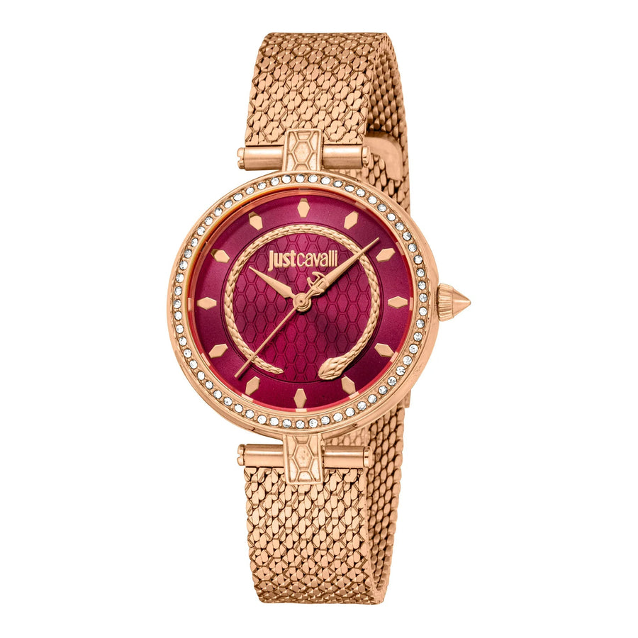 Just Cavalli Obsessive Snake Rose Gold Red