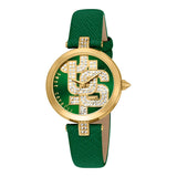 Just Cavalli Maiuscola Leather Green Gold