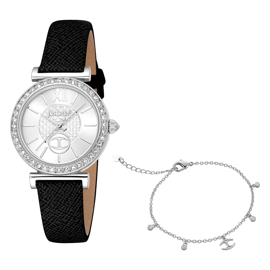 Just Cavalli Varenna Leather Black Silver