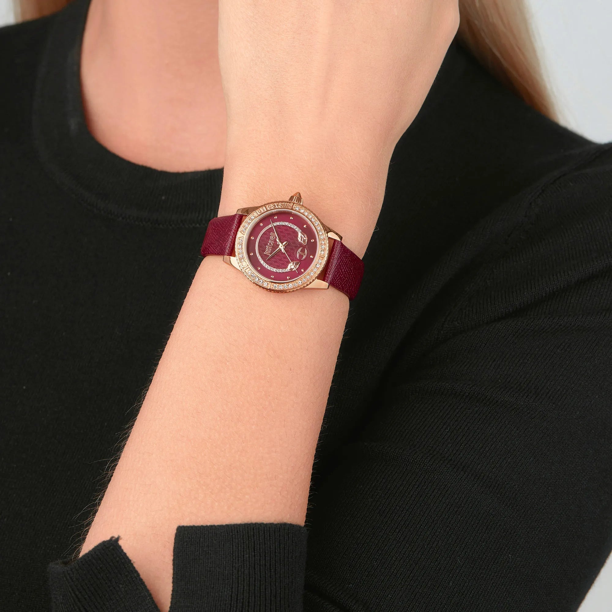 Just Cavalli Neive Leather Red Rose Gold