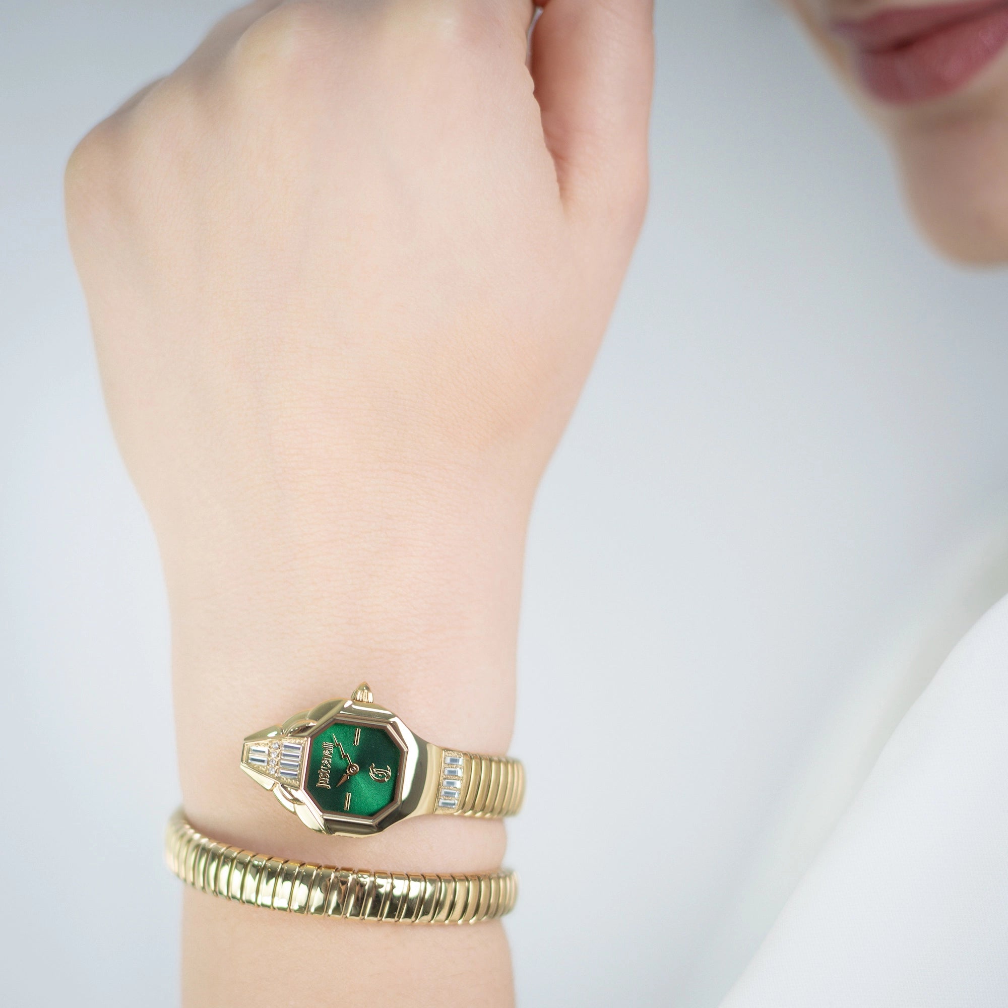 Just Cavalli Brillante Snake Yellow Gold Green