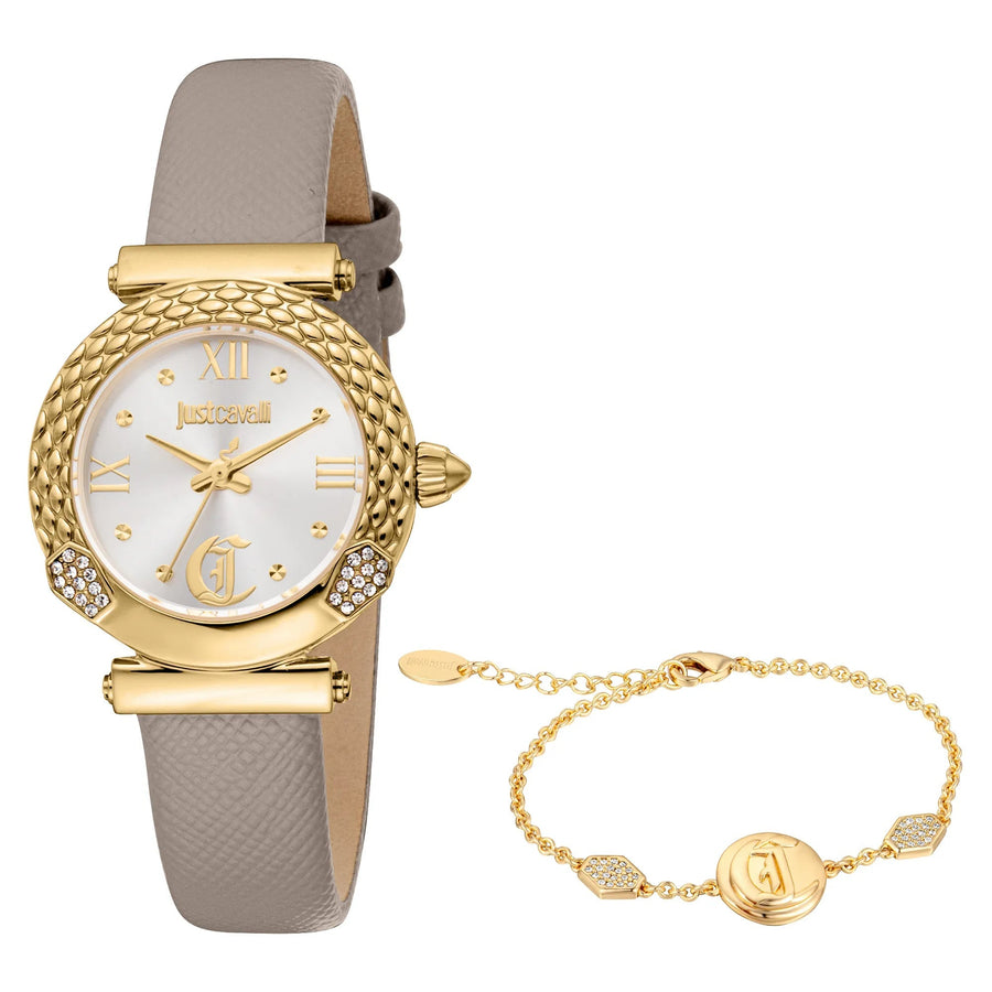Just Cavalli Curiosa Leather Grey Gold