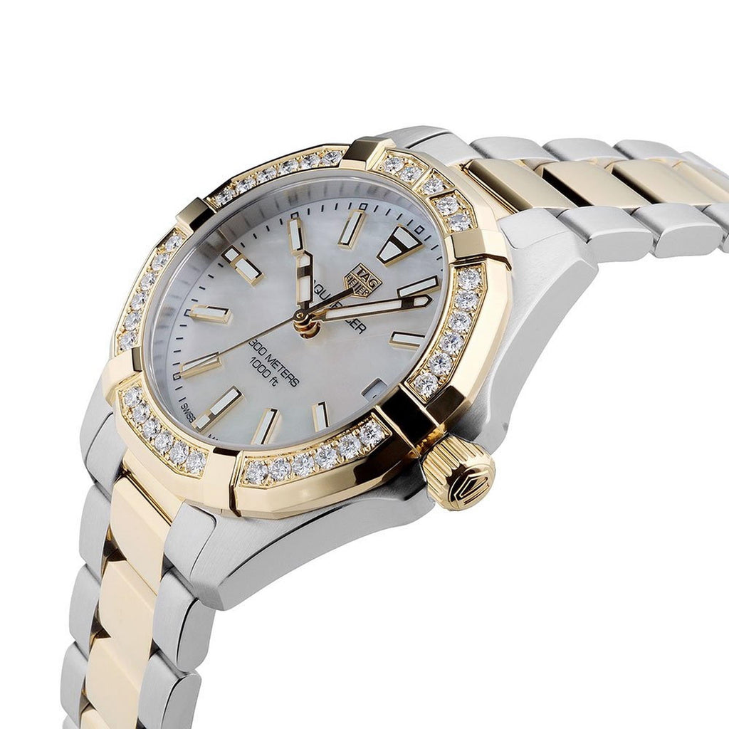 Tag Heuer Aquaracer Diamonds Mother Of Pearl Dial Two Tone Steel Strap Watch For Women Wbd1321 Bb0320
