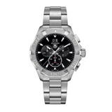 Tag Heuer Aquaracer Quartz Chronograph Black Dial Silver Steel Strap Watch For Men Cay1110 Ba0927