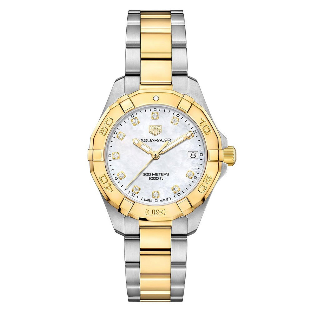 Tag Heuer Aquaracer Stainless Steel And Gold Plated Ladies Watch