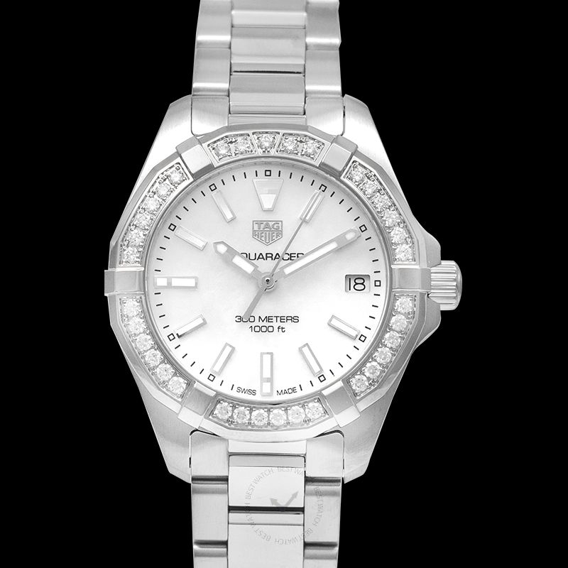 Tag Heuer Aquaracer Diamonds Mother Of Pearl Dial Silver Steel Strap Watch For Women Wbd1313 Ba0740