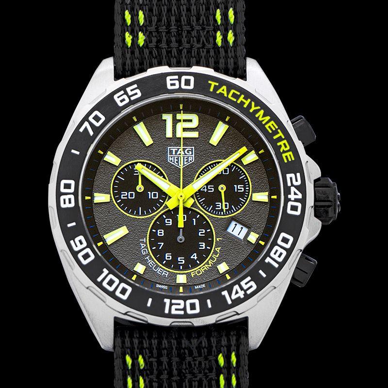 Tag Heuer Formula 1 Quartz Chronograph Grey Dial Black Nylon Strap Watch For Men Caz101ag Fc8304