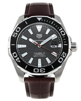Tag Heuer Aquaracer Caliber 5 Black Dial Brown Leather Strap Watch For Men Way201m Fc6474