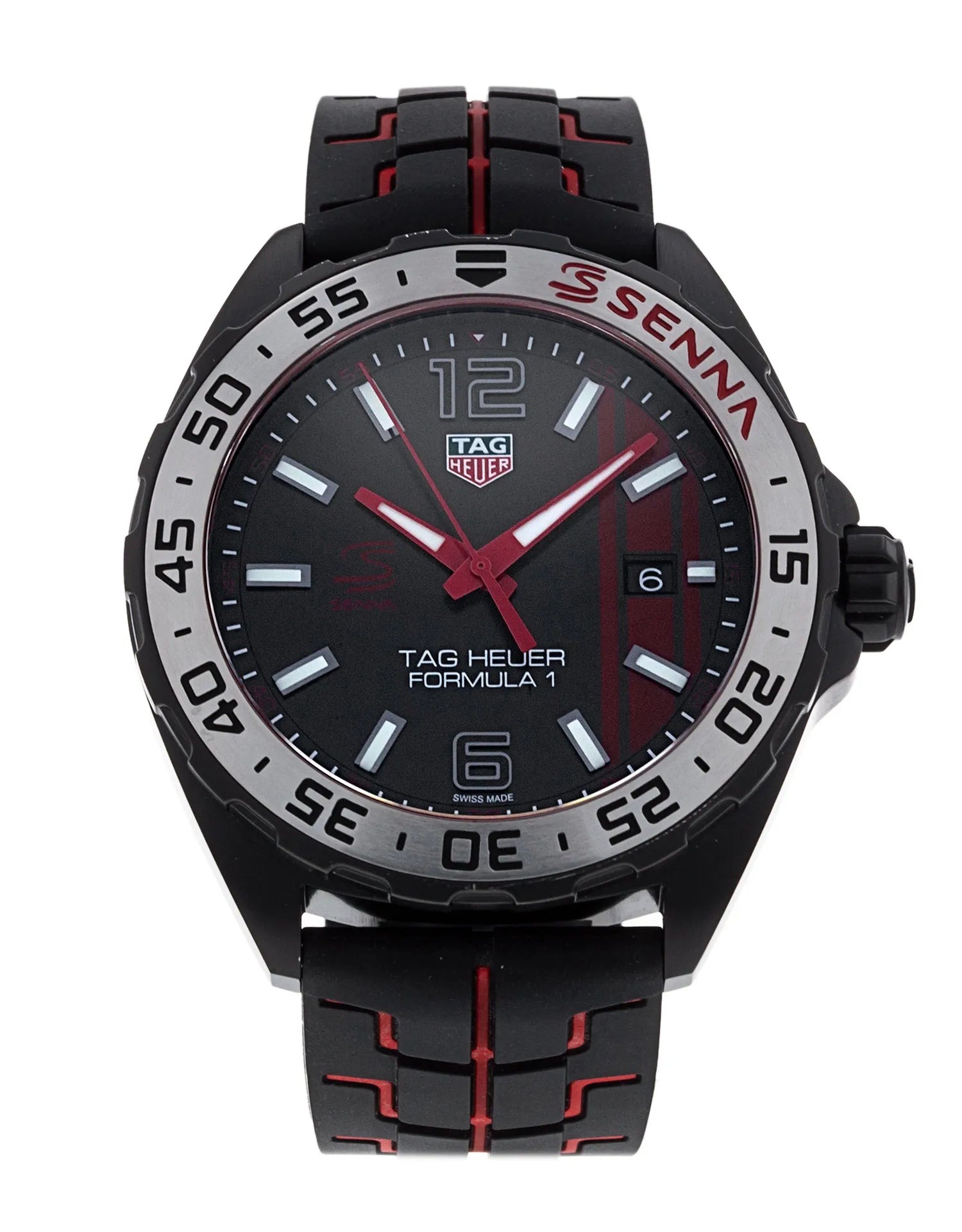 Tag Heuer Formula 1 Senna Special Edition Black Dial Two Tone Rubber Strap Watch For Men Waz1014 Ft8027