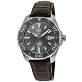 Tag Heuer Aquaracer Caliber 5 Black Dial Brown Leather Strap Watch For Men Way201m Fc6474