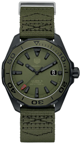Tag Heuer Aquaracer Automatic Green Dial Khakhi Green Nylon Strap Watch For Men Way208e Fc8222