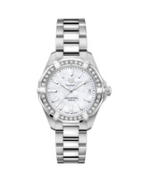 Tag Heuer Aquaracer Diamonds Mother Of Pearl Dial Silver Steel Strap Watch For Women Wbd1313 Ba0740
