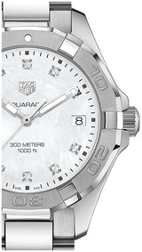 Tag Heuer Aquaracer Diamonds Mother Of Pearl Dial Silver Steel Strap Watch For Women Wbd131b Ba0748