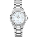 Tag Heuer Aquaracer Diamonds Mother Of Pearl Dial Silver Steel Strap Watch For Women Wbd131b Ba0748