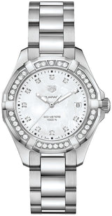Tag Heuer Aquaracer Diamonds Mother Of Pearl White Dial Silver Steel Strap Watch For Women Wbd131c Ba0748